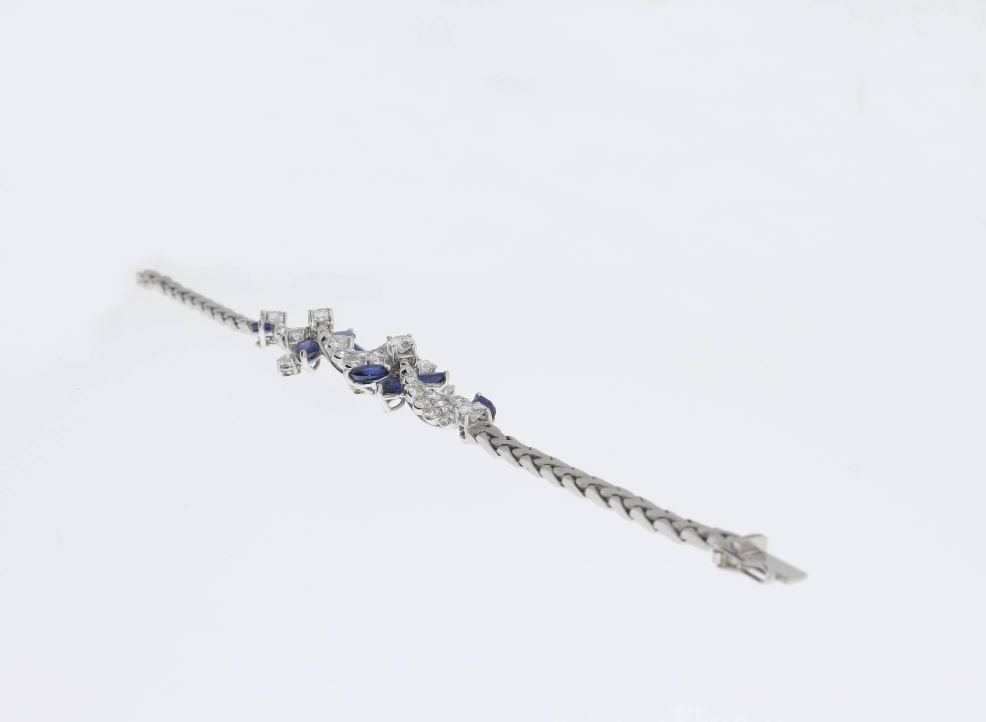 1980s Sapphire Diamond Gold Bracelet For Sale 1