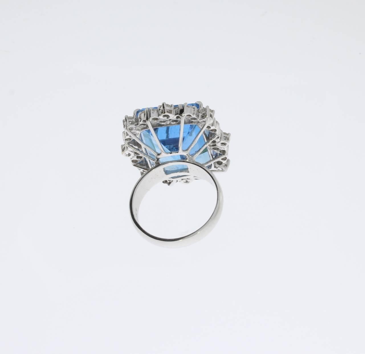 Women's Blue Topaz Diamond Gold Ring For Sale