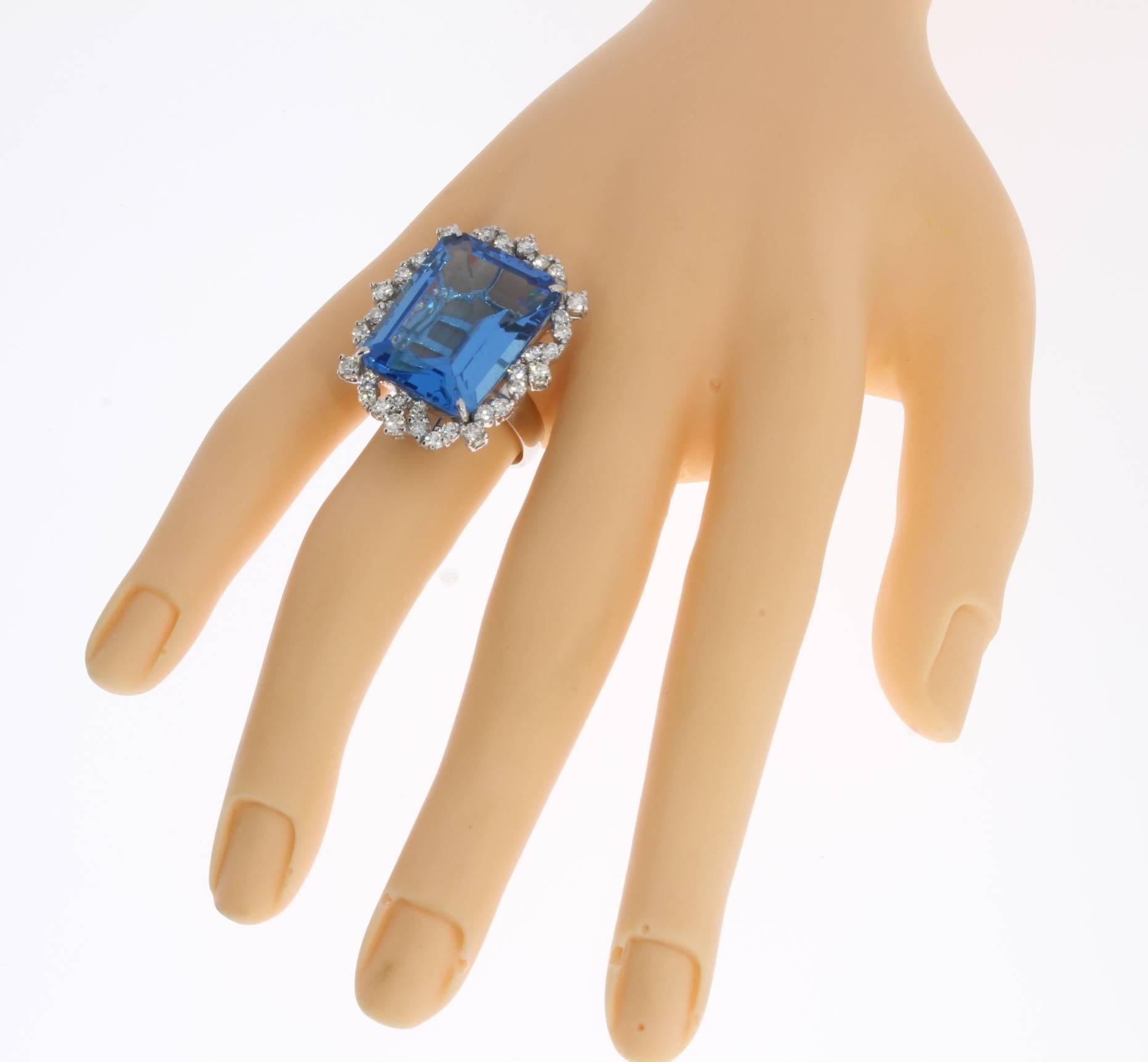 Blue Topaz Diamond Gold Ring For Sale 2