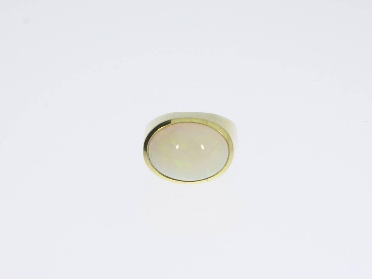 Modern Handcrafted Opal Yellow Gold Ring For Sale