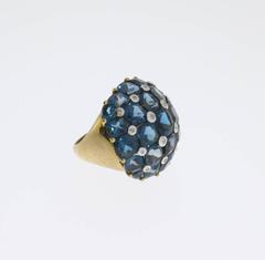 Blue Topaz Gold Dome Ring