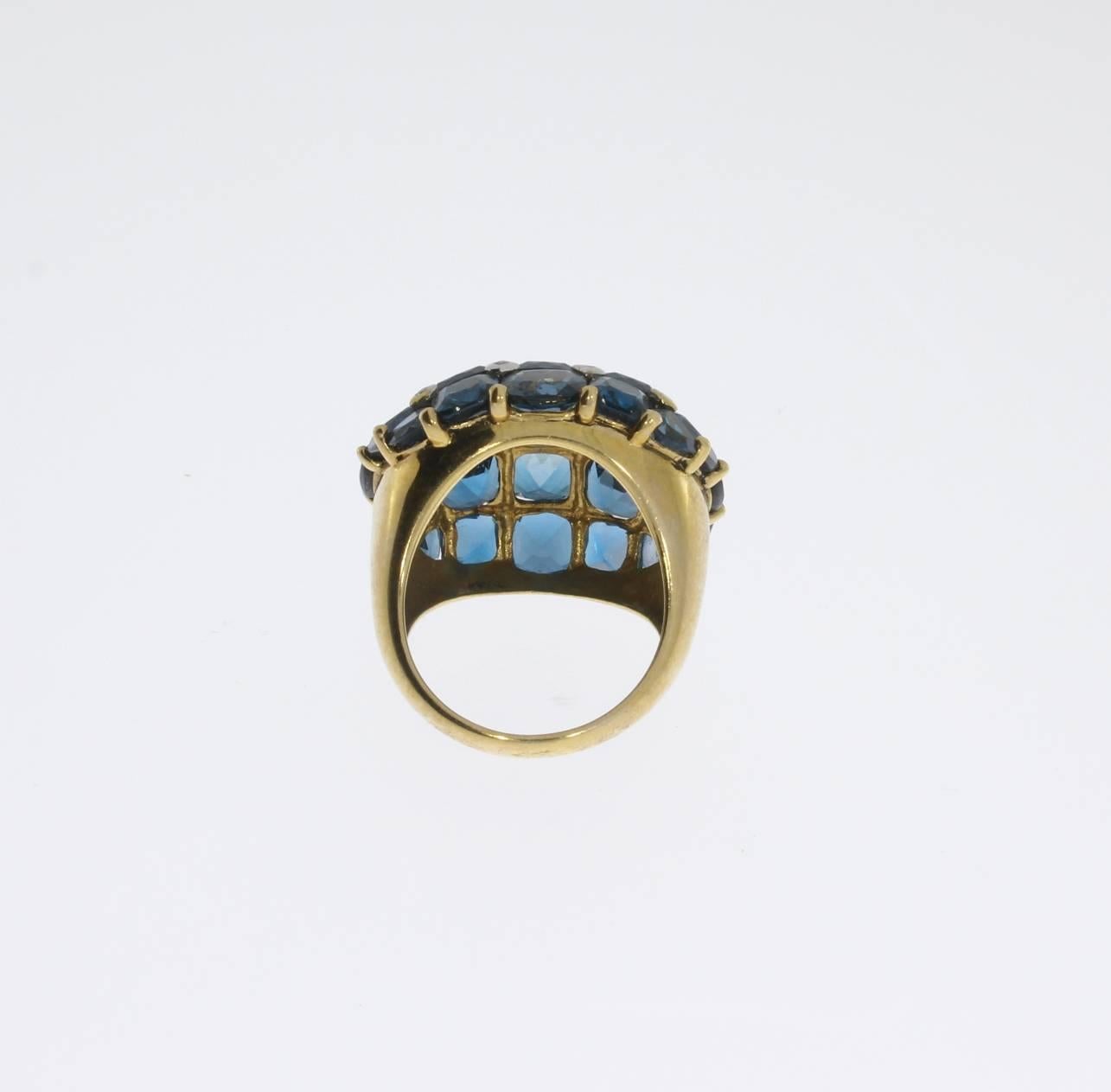 Women's Blue Topaz Gold Dome Ring For Sale