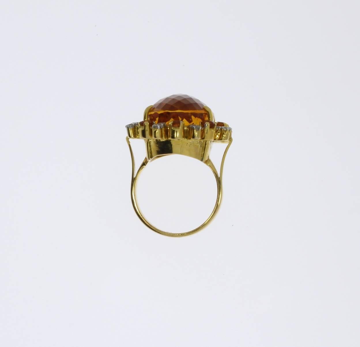 Oval Cut Topaz Diamond Gold Cocktail Ring For Sale