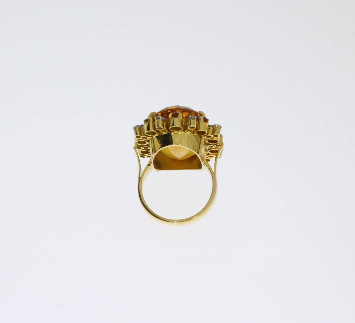 Topaz Diamond Gold Cocktail Ring In Excellent Condition For Sale In Berlin, DE