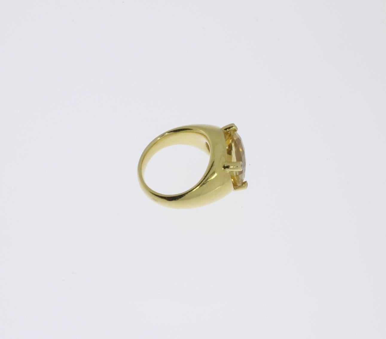 Women's Citrine Diamond 18 Carat Gold Ring For Sale