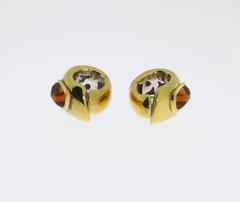 Citrine Gold Creole Clip-On Earrings