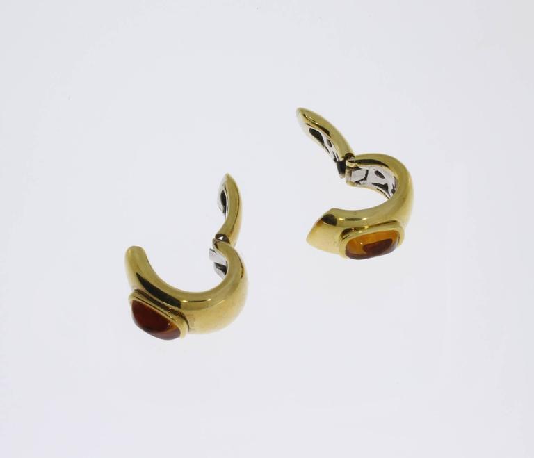 Citrine Gold Creole Clip-On Earrings For Sale at 1stDibs