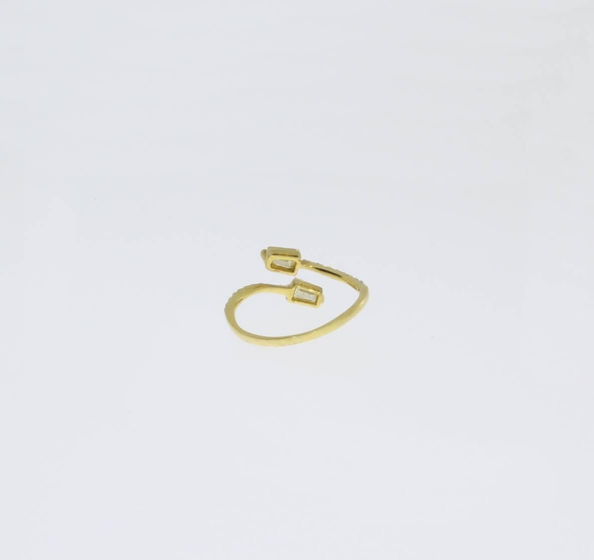 Women's Diamond Gold Bypass Ring For Sale