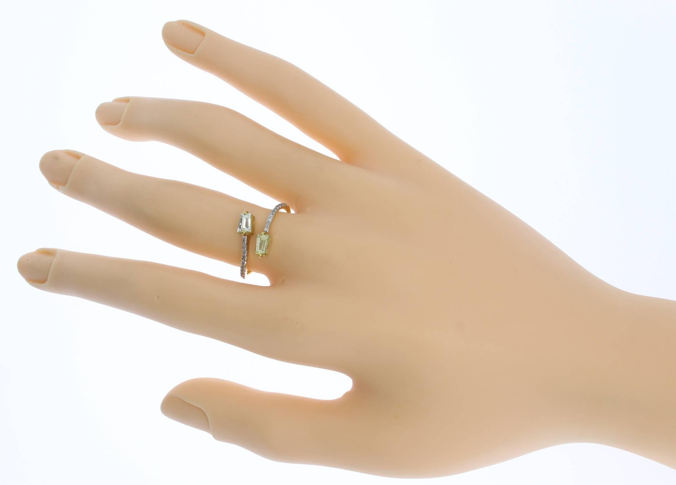 Diamond Gold Bypass Ring For Sale 2