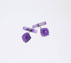 Pair of Amethyst and Diamonds Gold Cufflinks