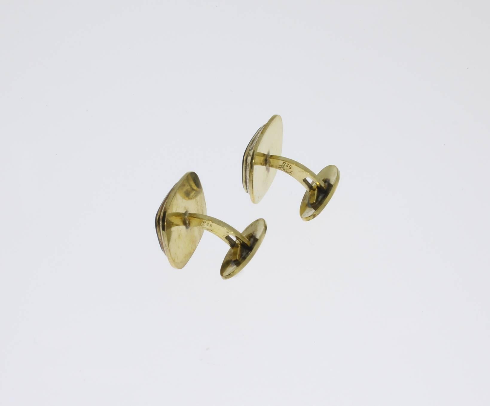 Art Deco Onyx Cufflinks, Silver Gold-Plated by Rusch In Good Condition In Berlin, DE