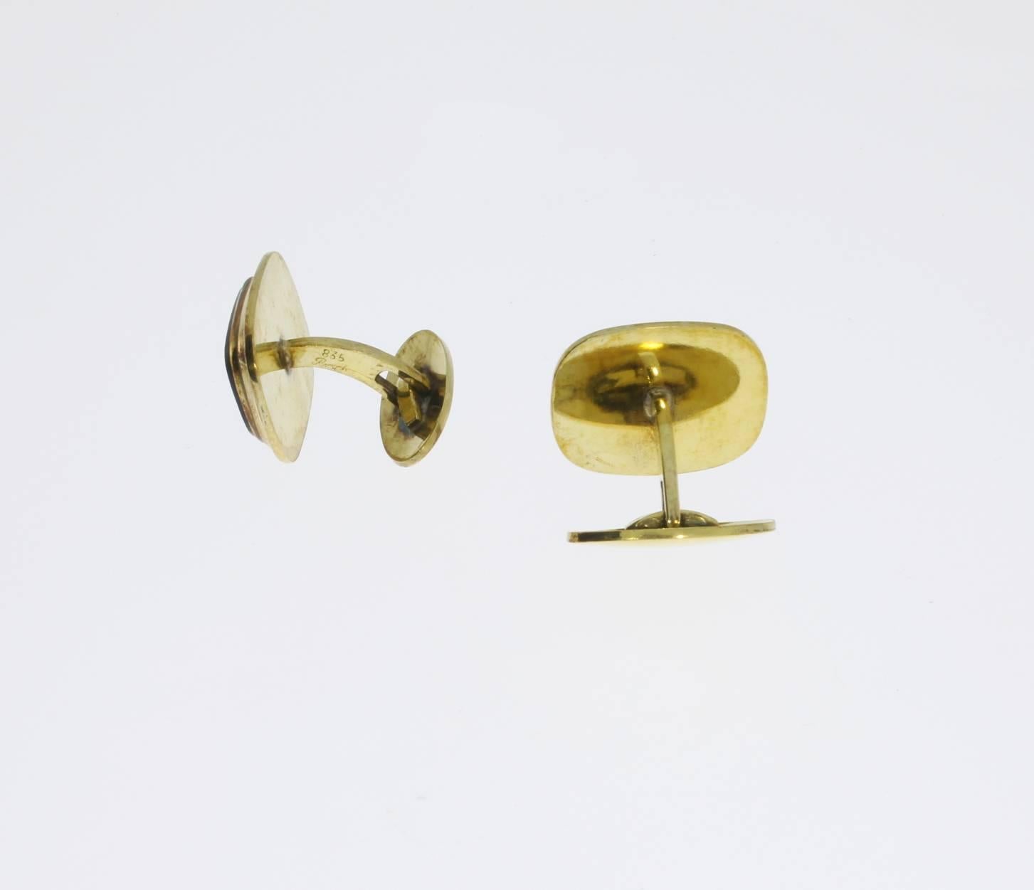 Men's Art Deco Onyx Cufflinks, Silver Gold-Plated by Rusch