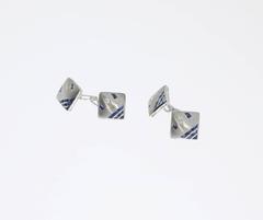 Double-Sided Gold Cufflinks with Sapphires and Diamonds
