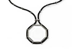 1920s Rock Crystal Diamonds Silver Pendant Necklace