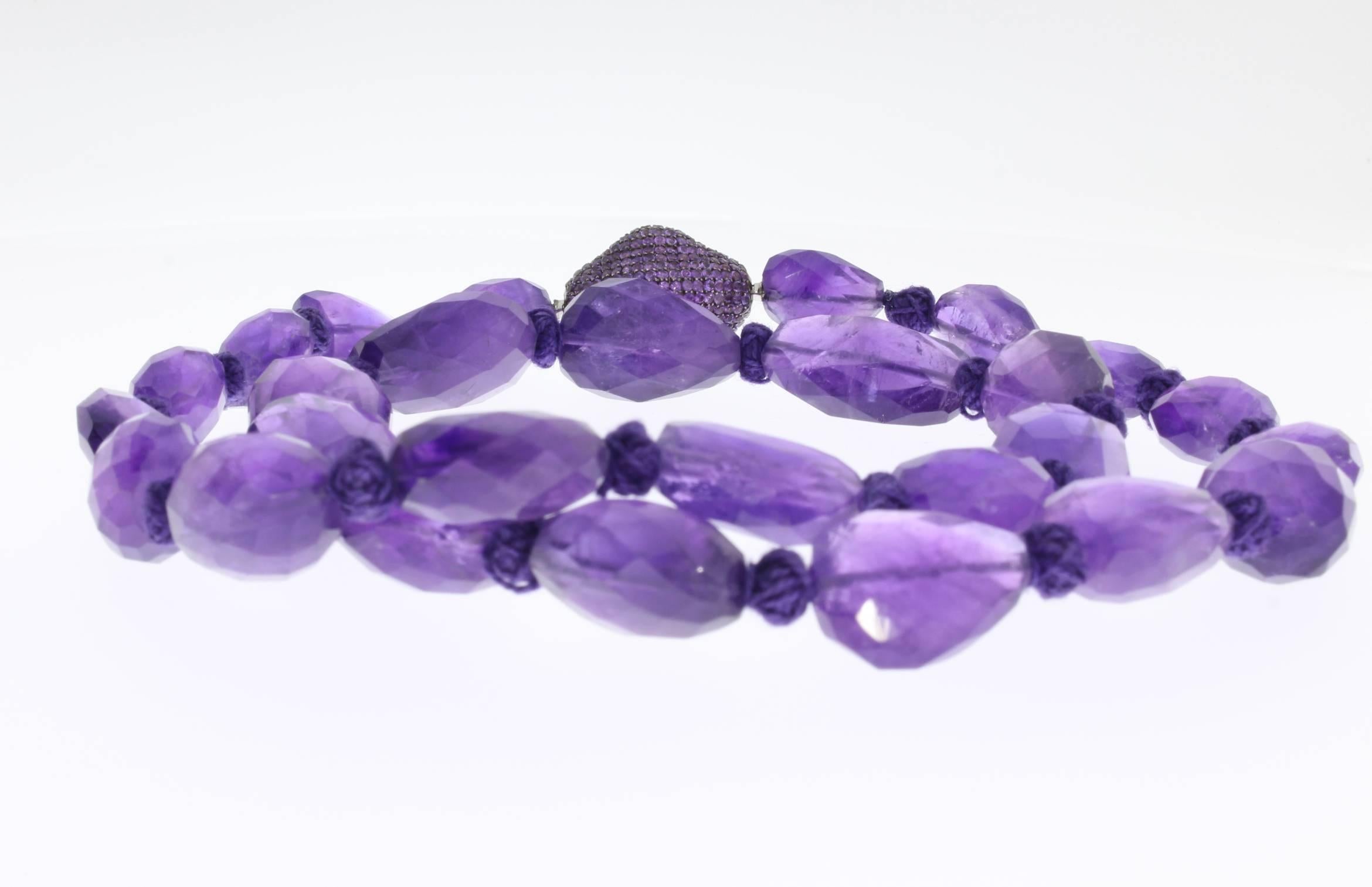 Bead Purple Amethyst Nuggets Necklace For Sale