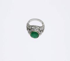 Brazilian Emerald Diamonds Gold Cluster Ring
