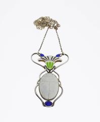 Art Nouveau Opal Silver Scarab Pendant