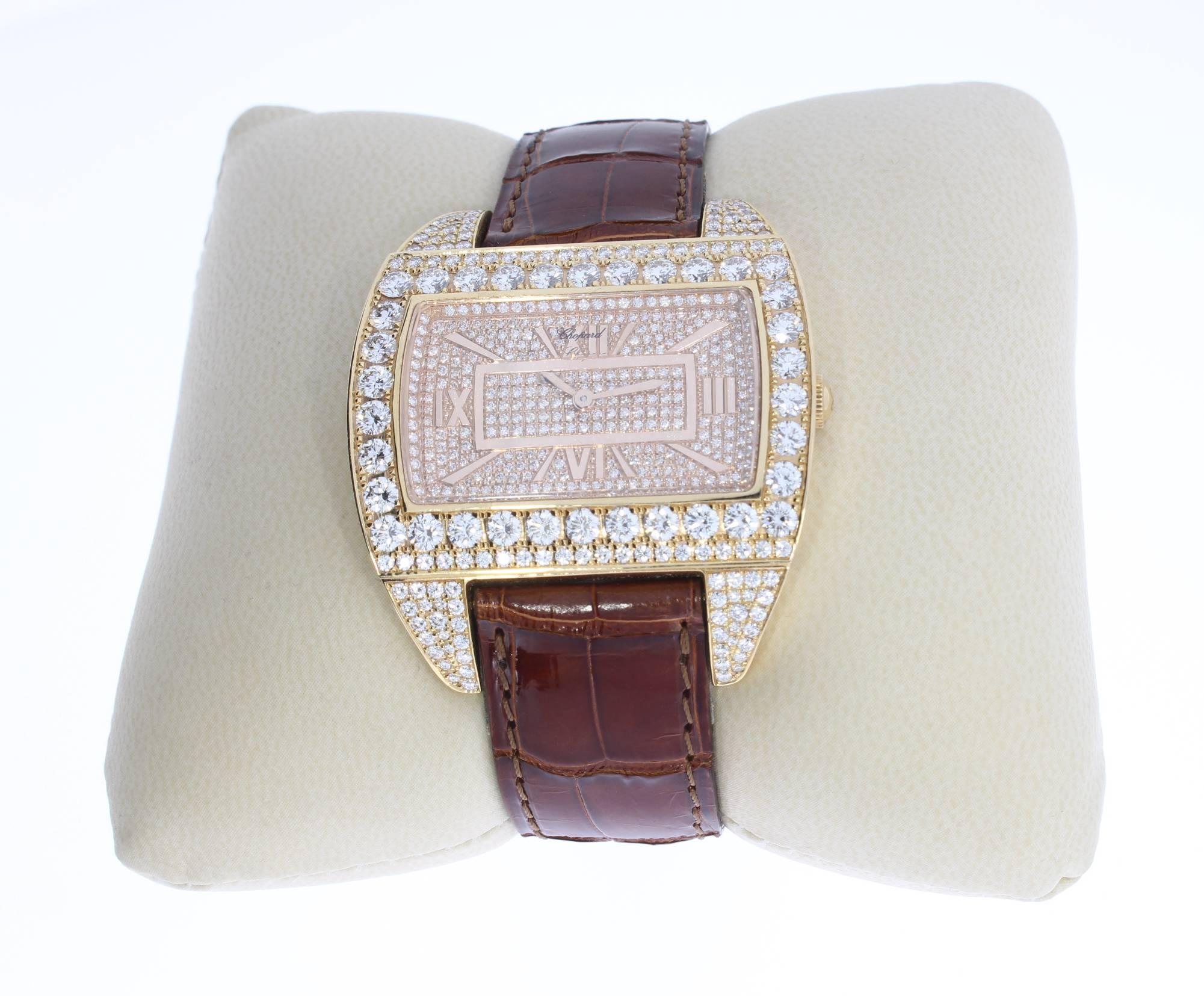 Round Cut Rose Gold Ladies Wristwatch by Chopard For Sale