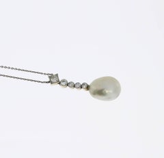 Art Deco Natural Pearl Diamond Necklace
