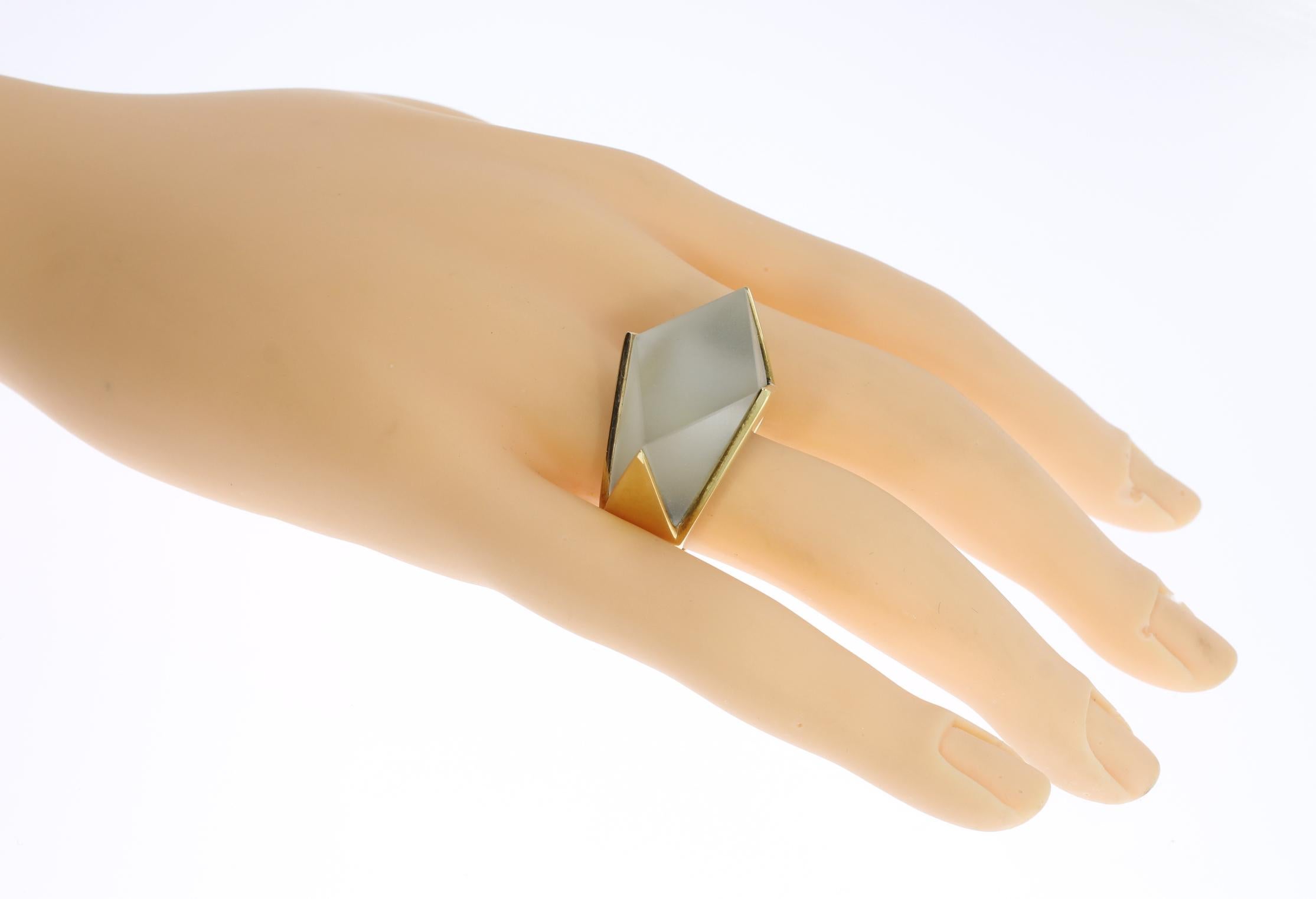 Women's Modern Rock Crystal Gold Ring For Sale