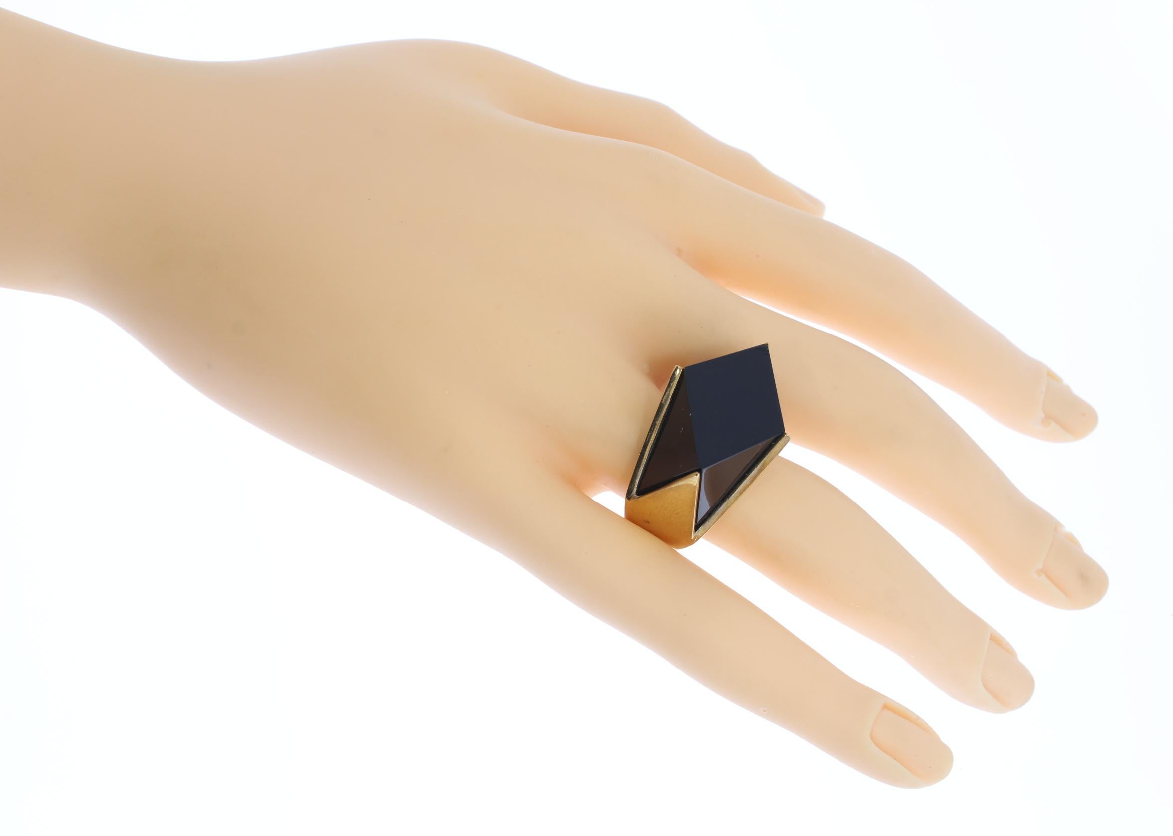 Women's Modern Onyx Gold Ring For Sale