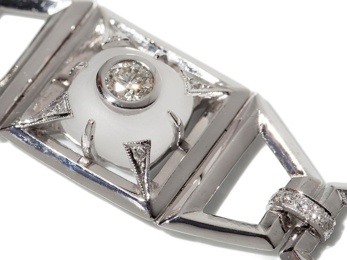 Modern Rock Crystal Diamond Gold Link Bracelet In Excellent Condition For Sale In Berlin, DE