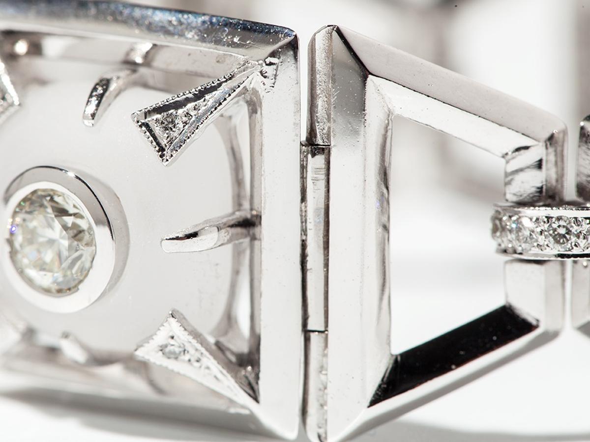 Women's Modern Rock Crystal Diamond Gold Link Bracelet For Sale