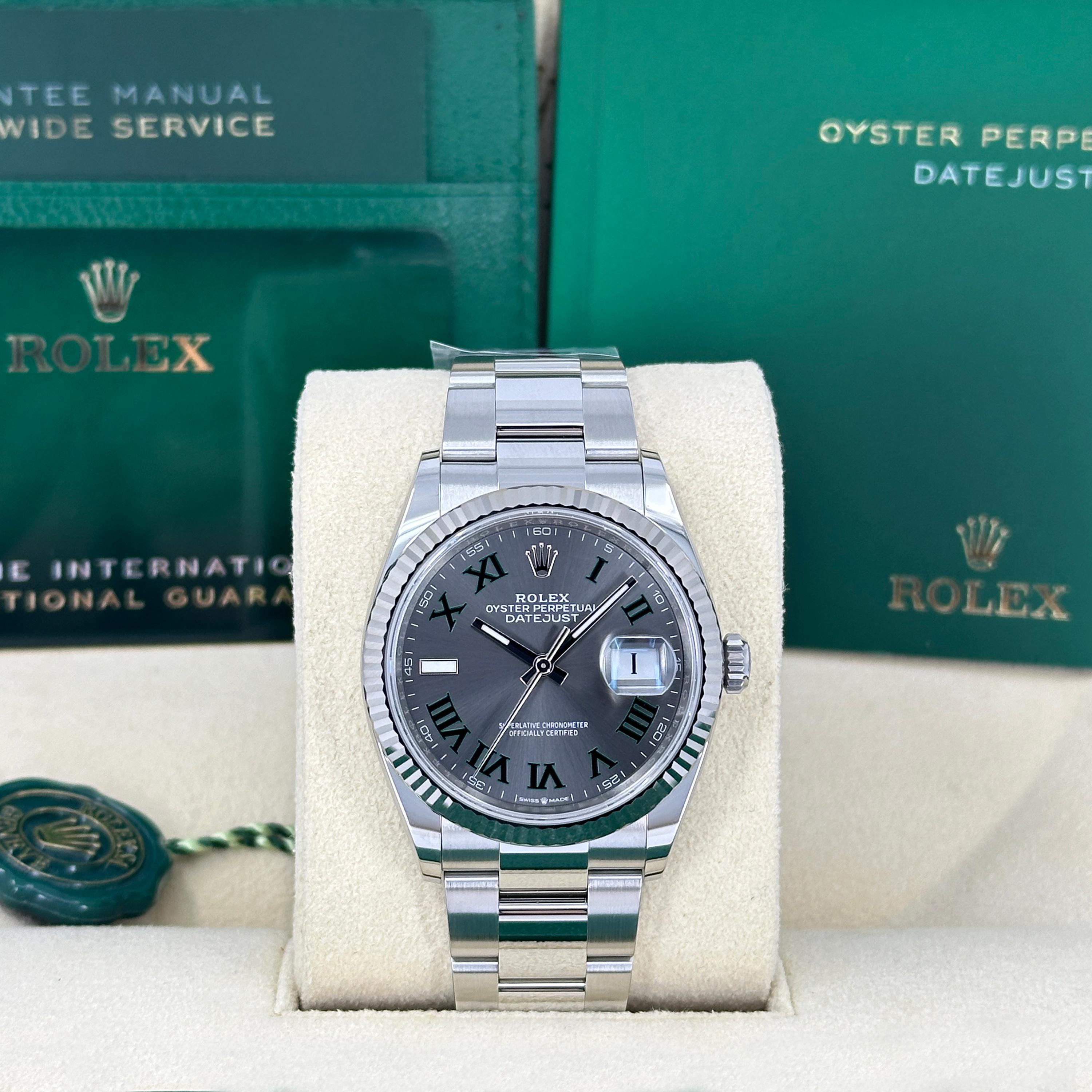Ungetragene Rolex Datejust 36 Wimbledon Oyster Reference# 126234, Komplettset, 2025 im Zustand „Neu“ im Angebot in New York, NY