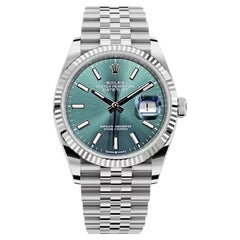 Unworn Rolex Datejust 36 Mint Green Jubile Reference# 126234, Complete set, 2025