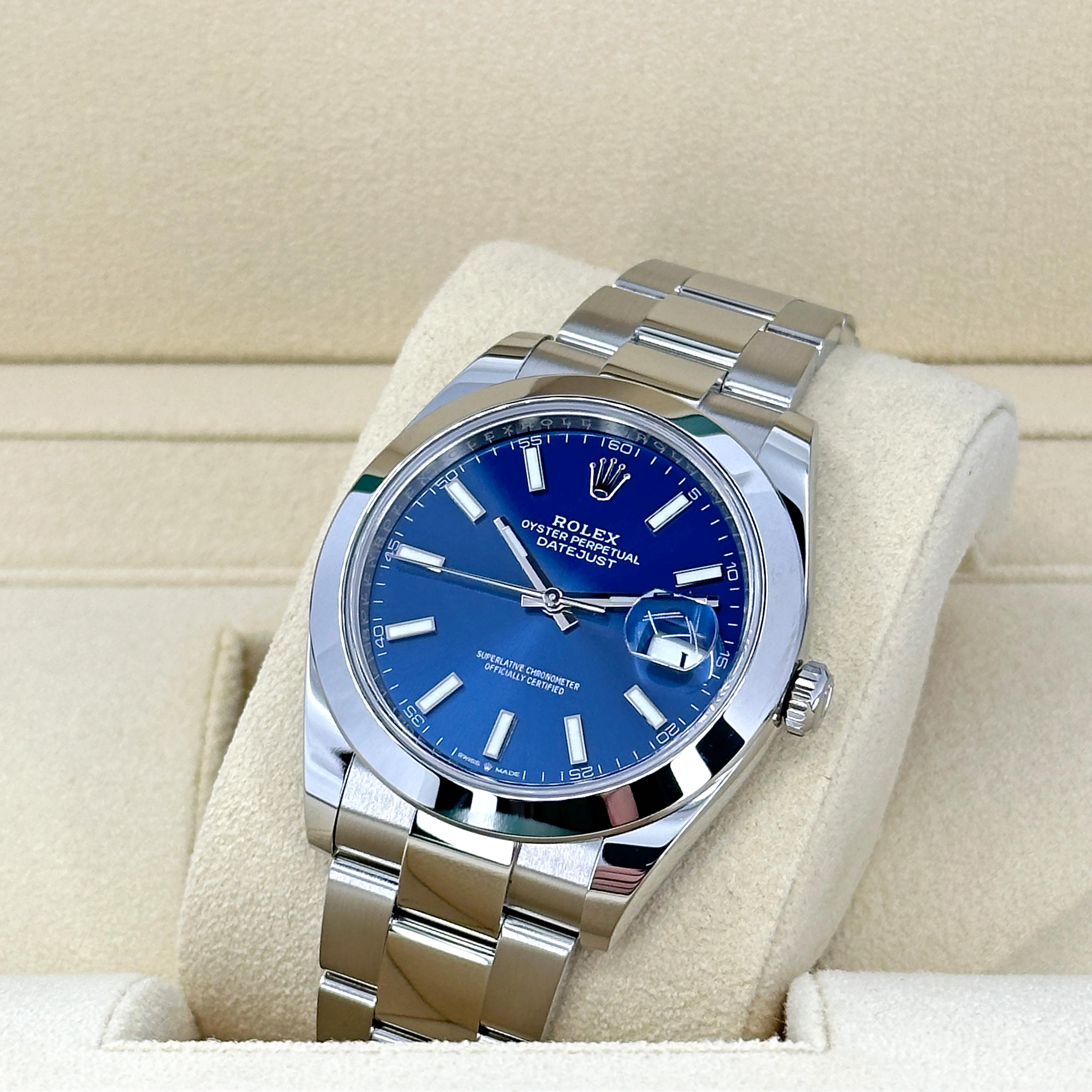 Ungetragene Rolex Datejust 41 Blau Oyster Reference# 126300, Komplettset, 2025 im Angebot 5