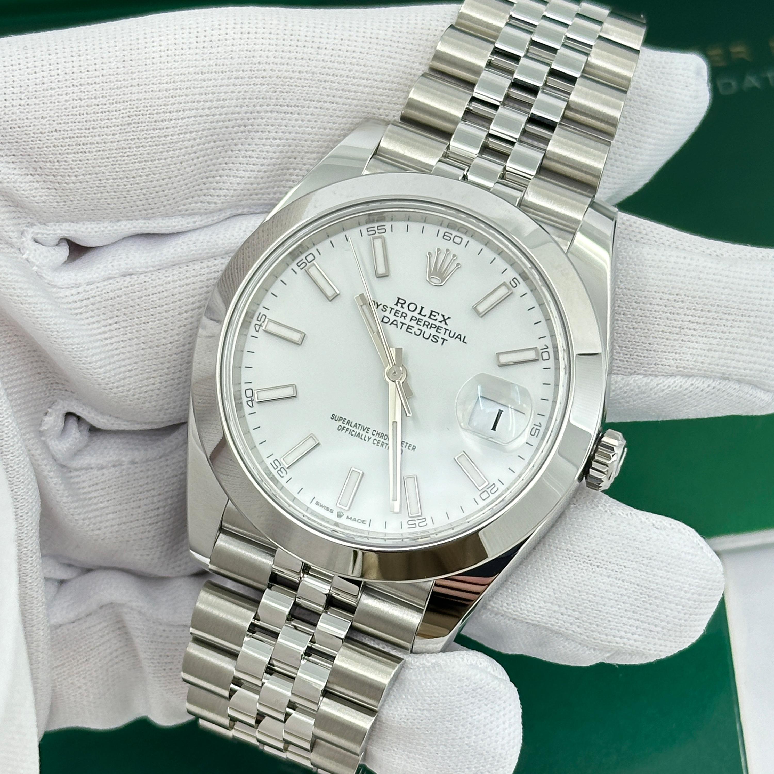 Ungetragene Rolex Datejust 41 White Jubilee Reference# 126300, Komplettset, 2025 im Angebot 10