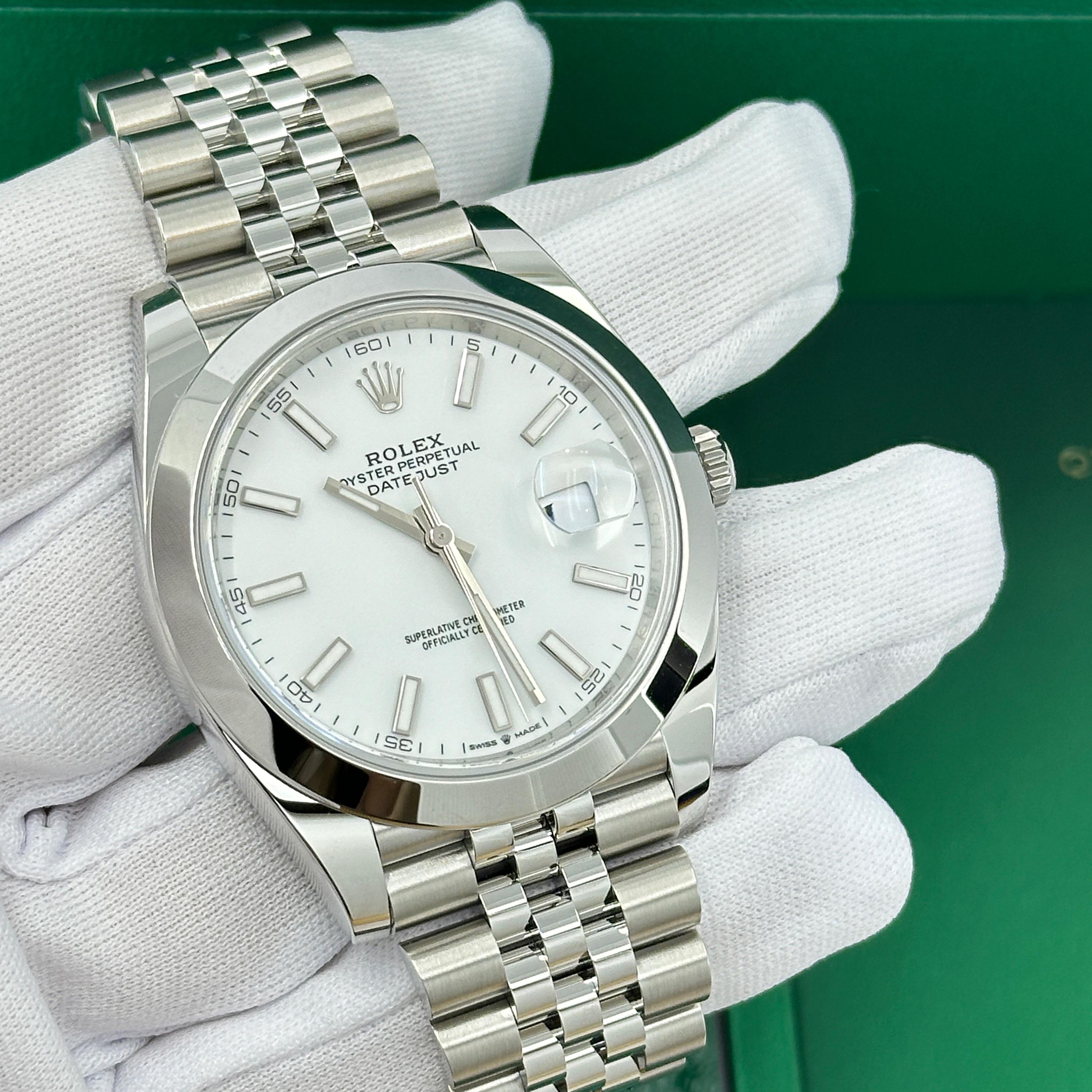 Ungetragene Rolex Datejust 41 White Jubilee Reference# 126300, Komplettset, 2025 im Angebot 12