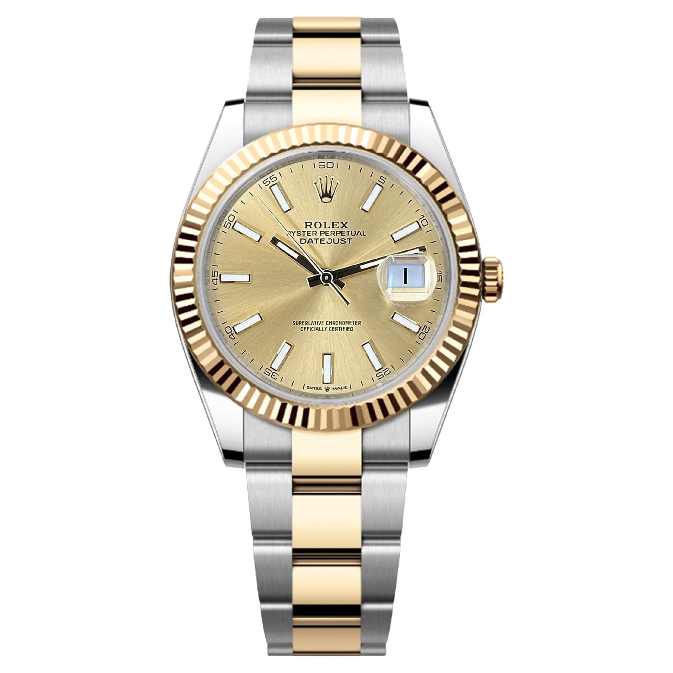 Ungetragene Rolex Datejust 41 Champagne Oyster Reference# 126333, Komplettset, 2025