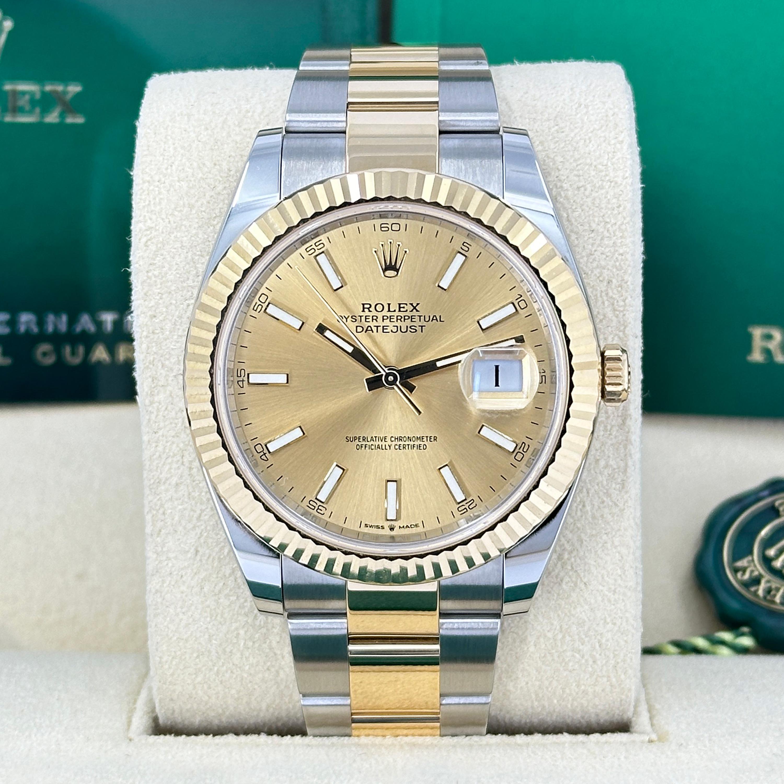 Ungetragene Rolex Datejust 41 Champagne Oyster Reference# 126333, Komplettset, 2025 im Zustand „Neu“ im Angebot in New York, NY