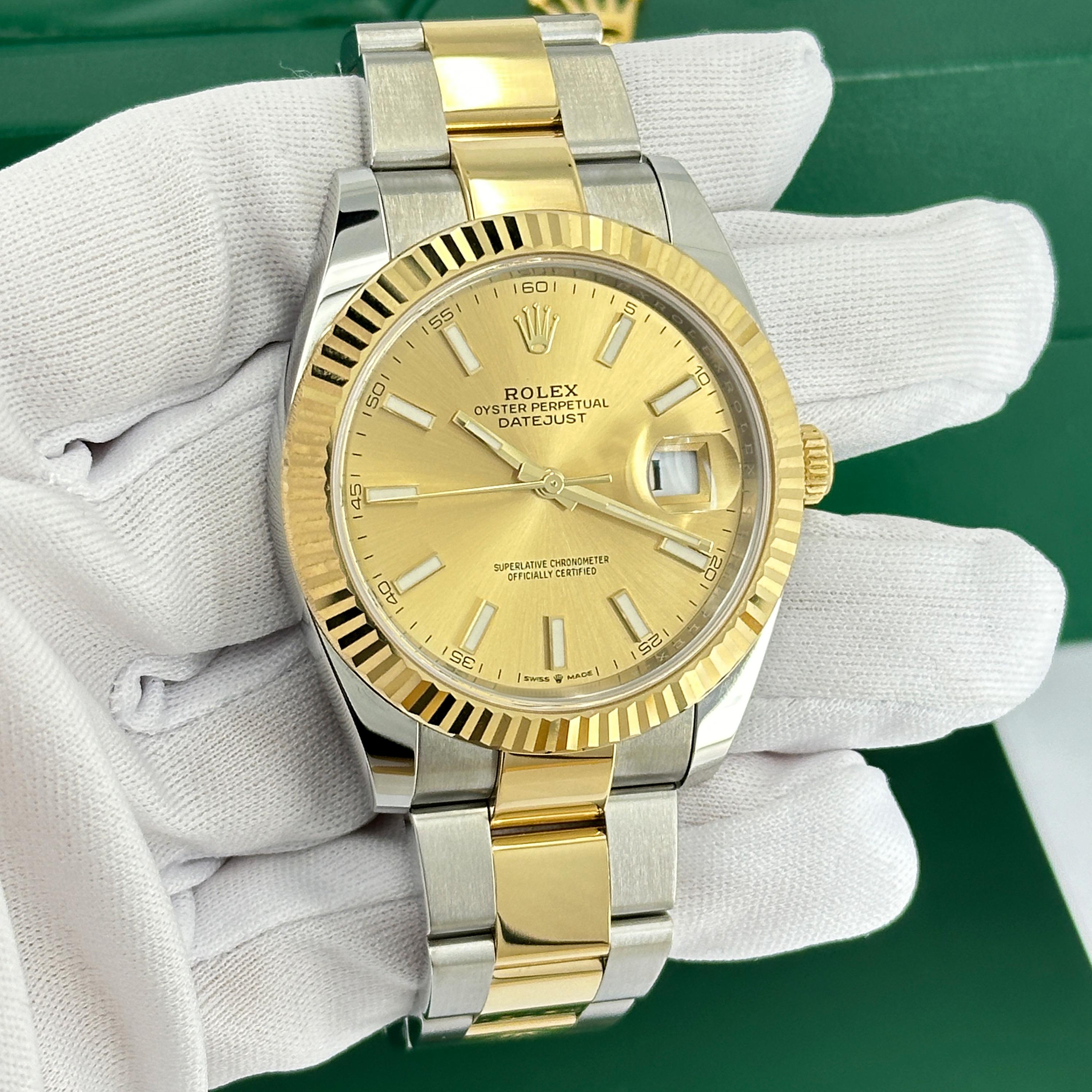 Ungetragene Rolex Datejust 41 Champagne Oyster Reference# 126333, Komplettset, 2025 im Angebot 9