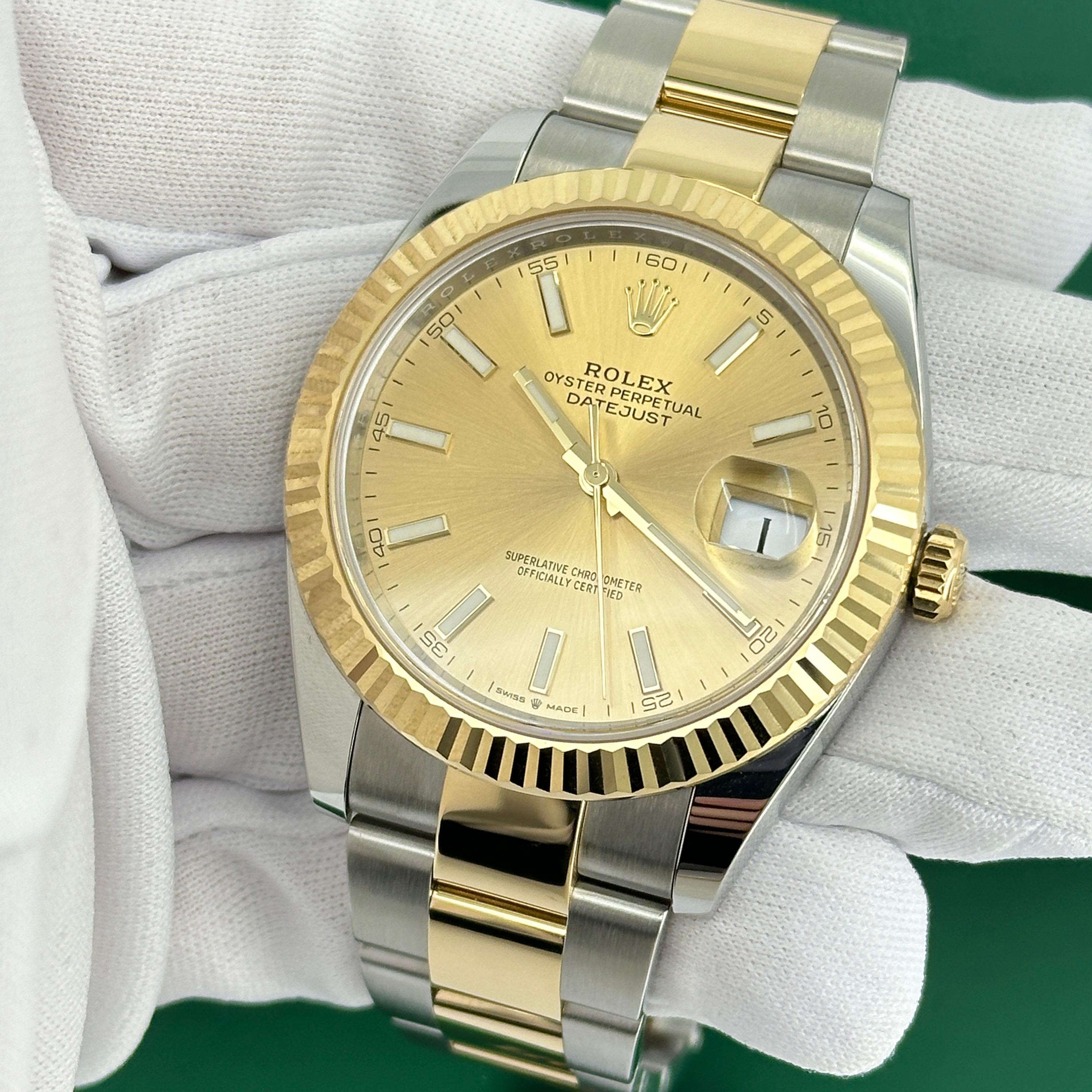 Ungetragene Rolex Datejust 41 Champagne Oyster Reference# 126333, Komplettset, 2025 im Angebot 13