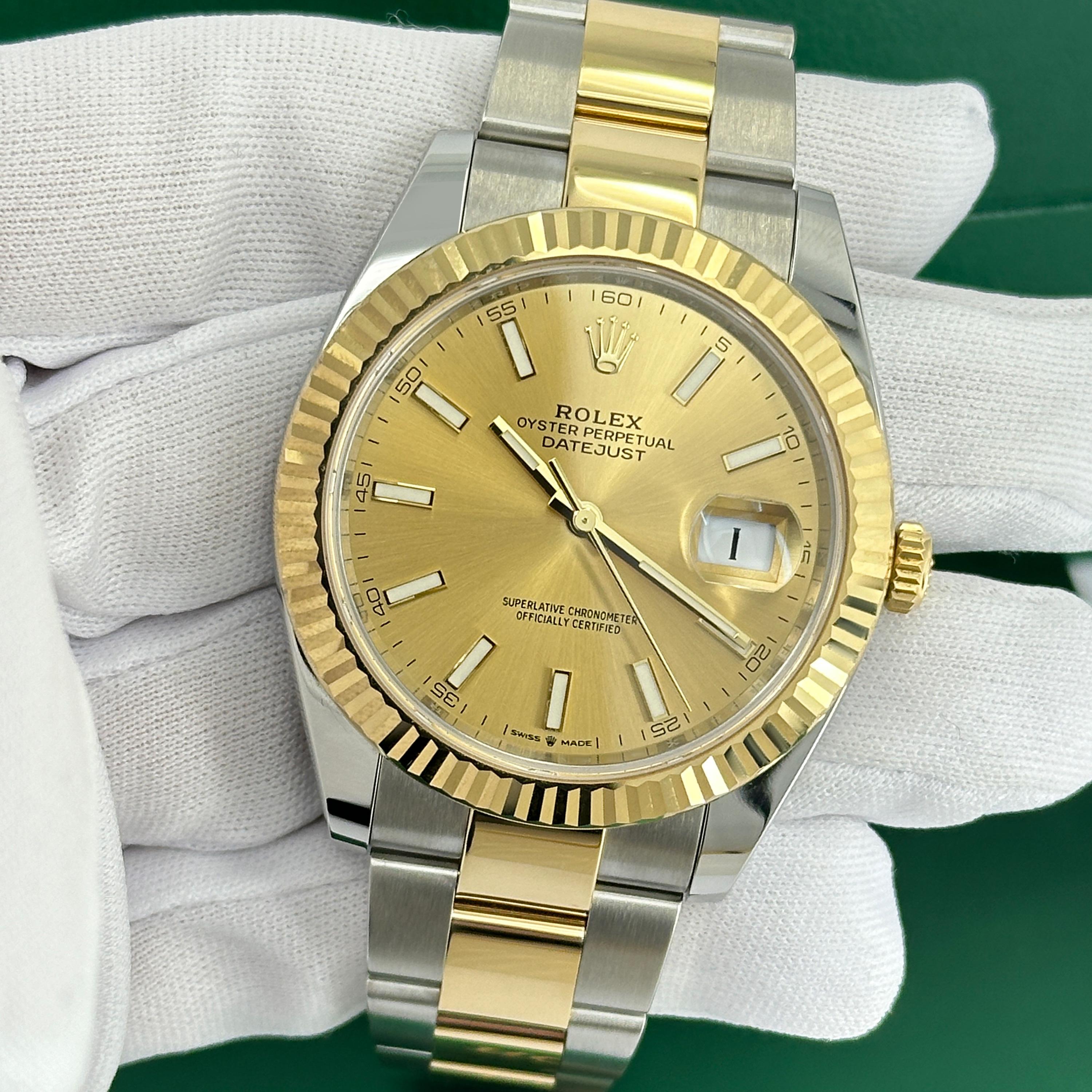 Ungetragene Rolex Datejust 41 Champagne Oyster Reference# 126333, Komplettset, 2025 im Angebot 12