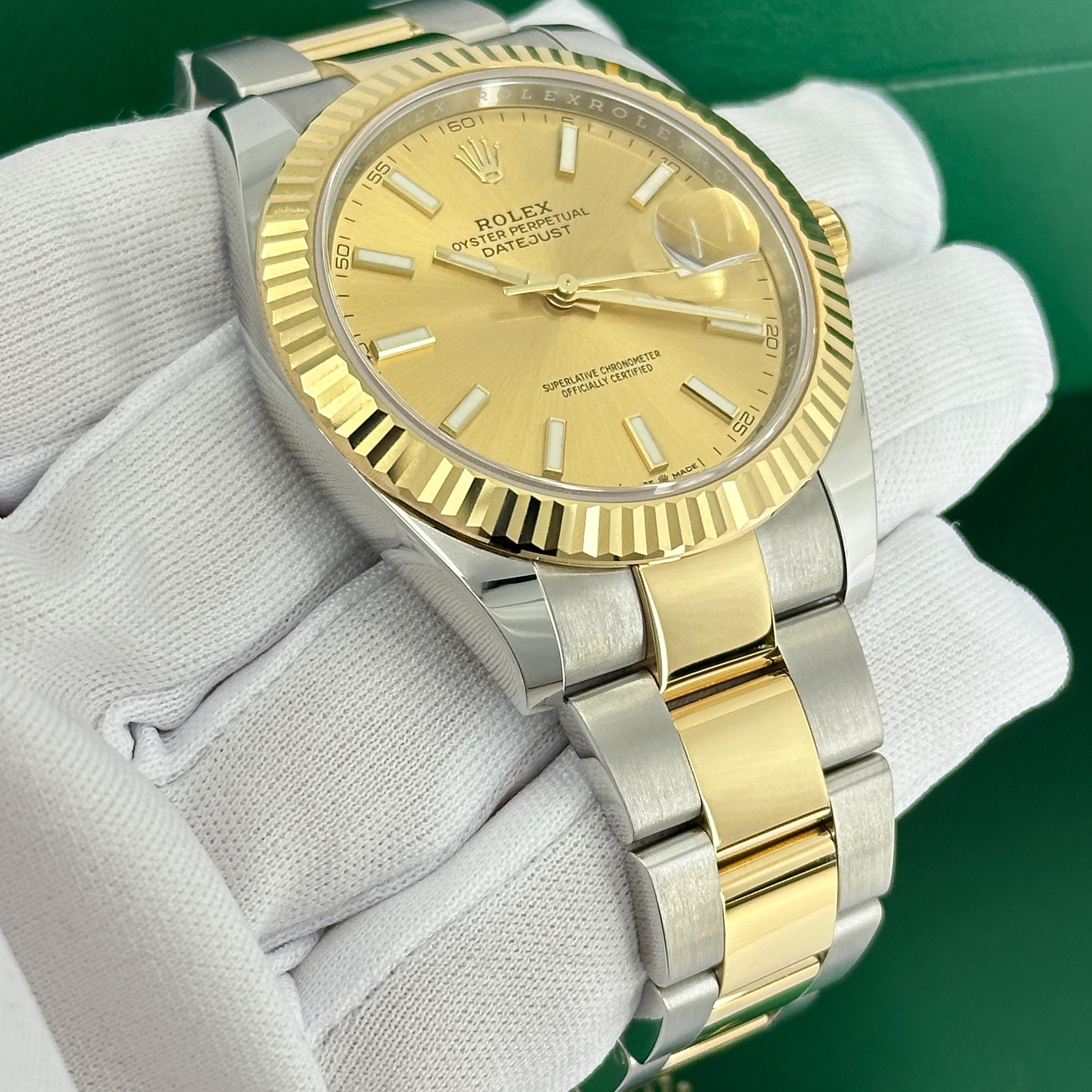 Ungetragene Rolex Datejust 41 Champagne Oyster Reference# 126333, Komplettset, 2025 im Angebot 11