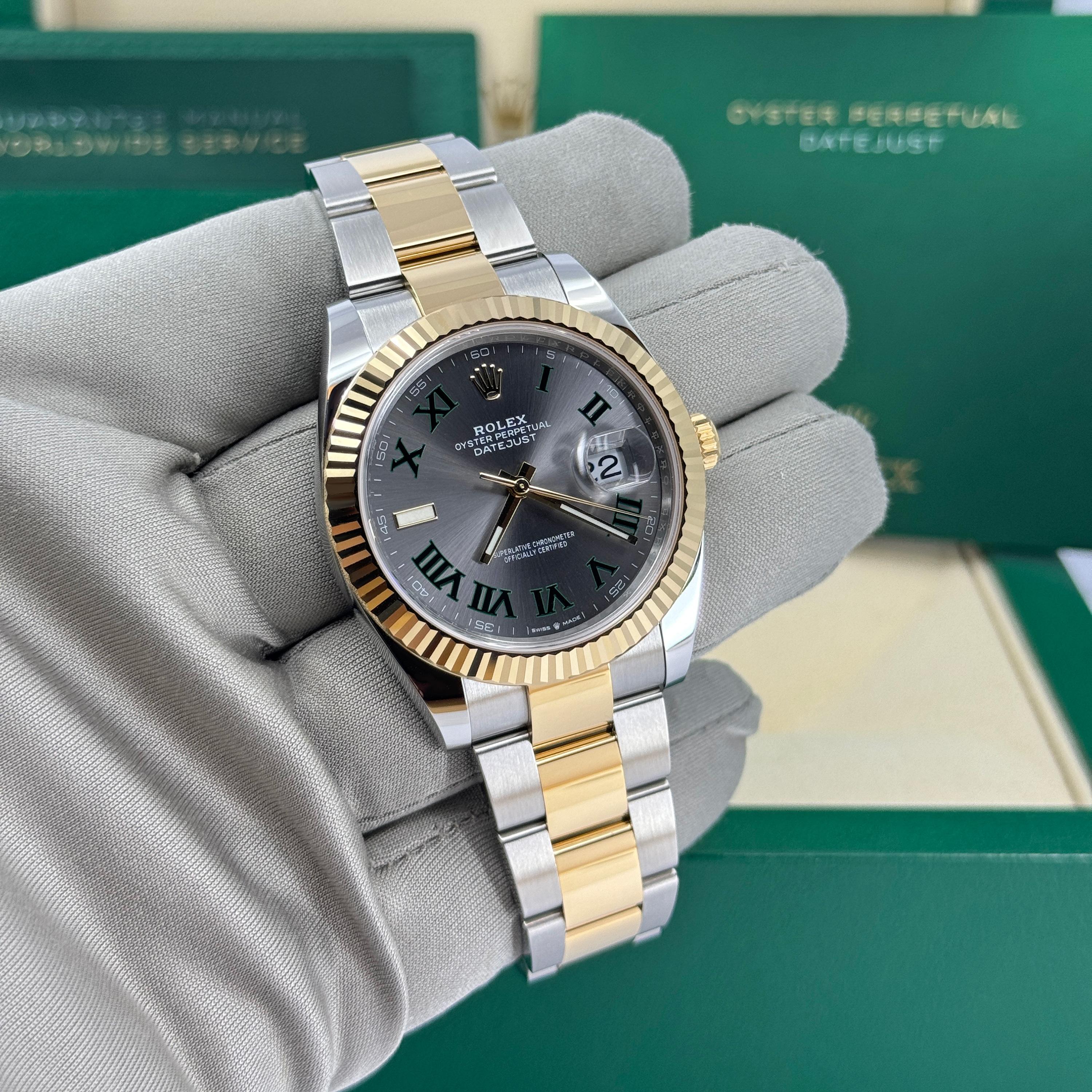 Ungetragene Rolex Datejust 41 Grau Oyster Reference# 126333, Komplettset, 2025 im Angebot 11