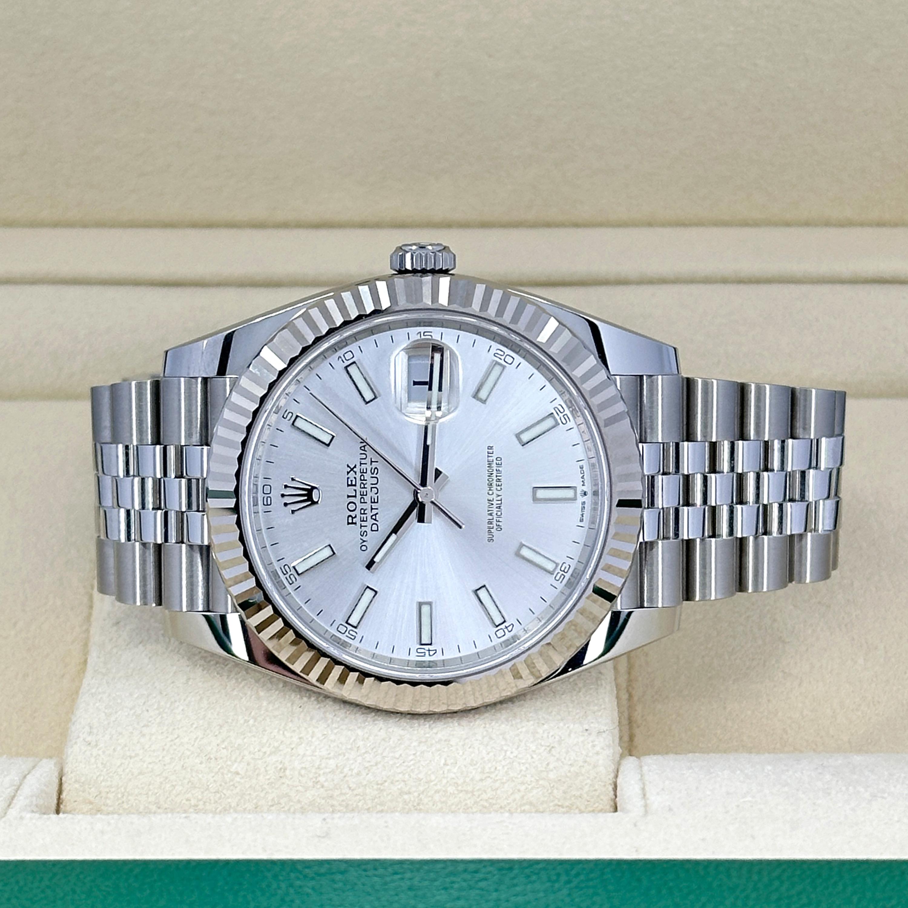 Ungetragene Rolex Datejust 41 Silver Oyster Reference# 126334, Komplettset, 2025 im Angebot 8