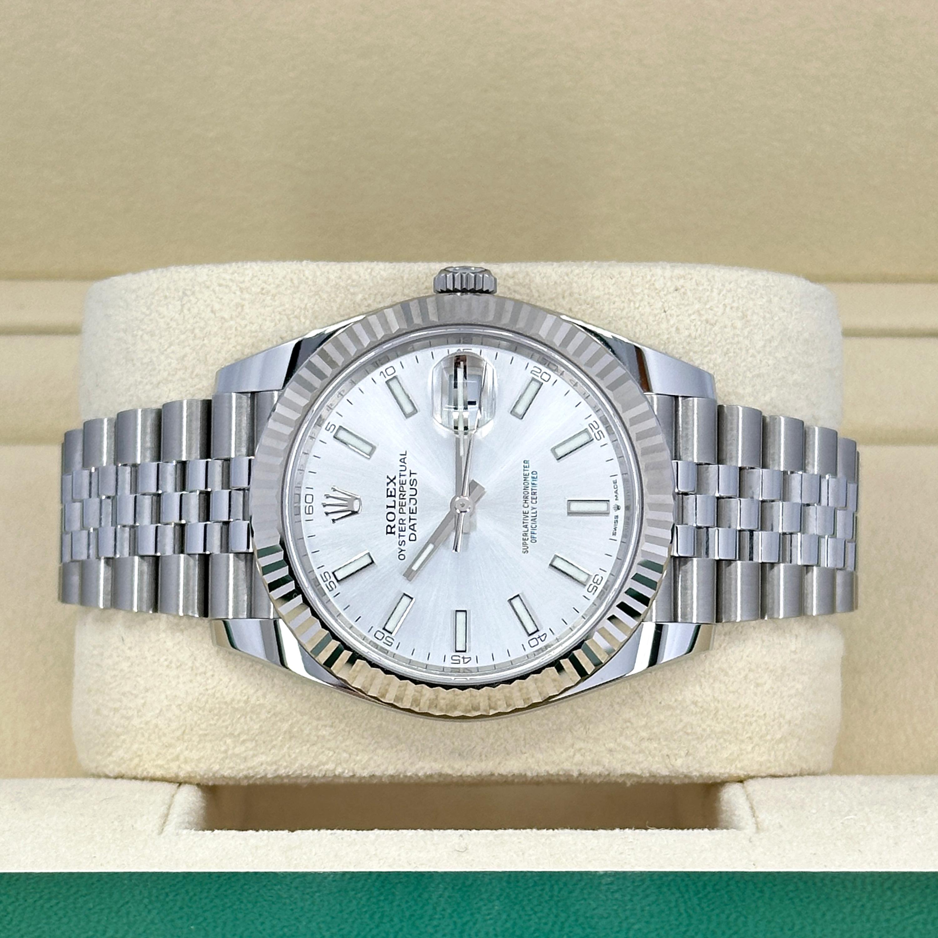 Ungetragene Rolex Datejust 41 Silver Oyster Reference# 126334, Komplettset, 2025 im Angebot 6