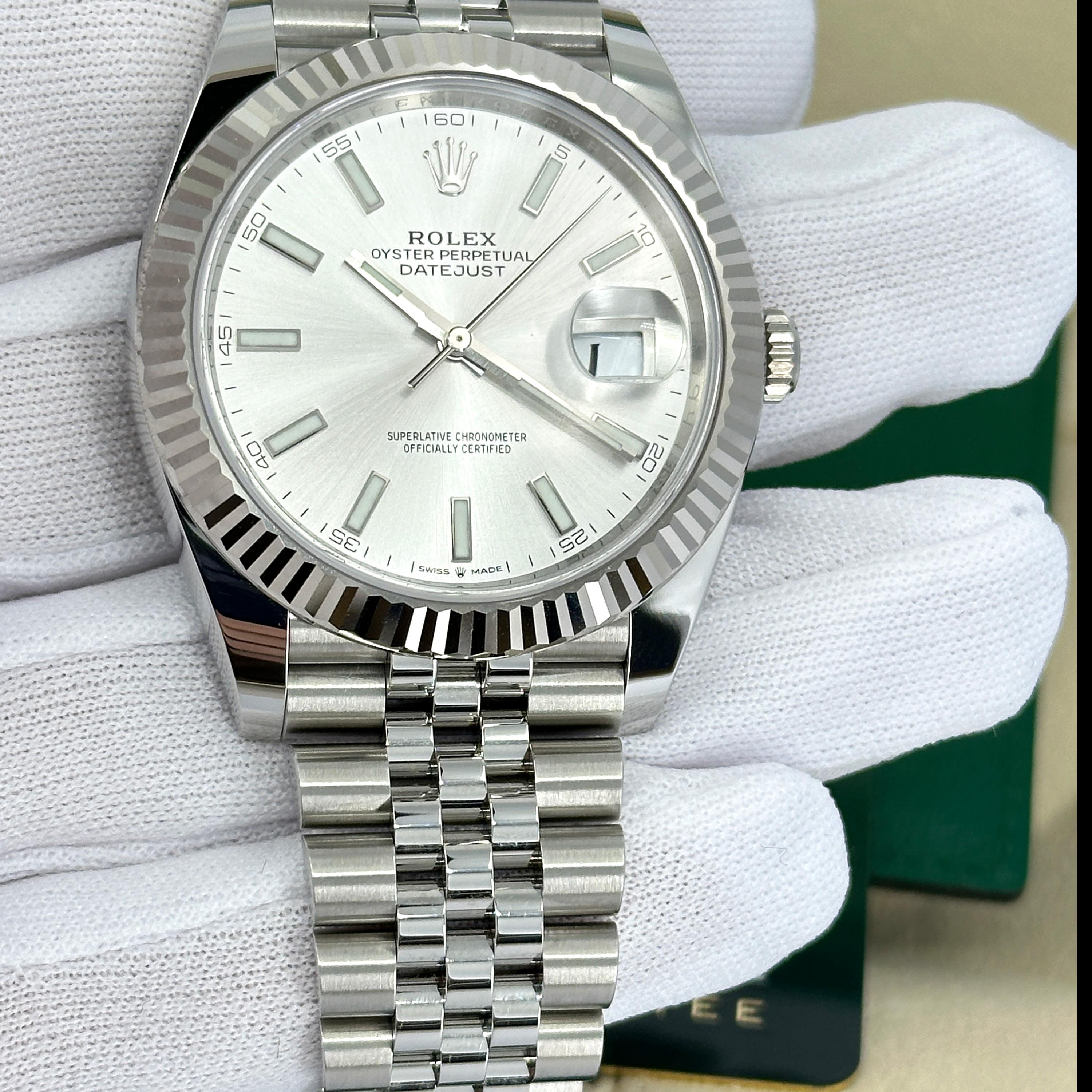 Ungetragene Rolex Datejust 41 Silver Oyster Reference# 126334, Komplettset, 2025 im Angebot 15