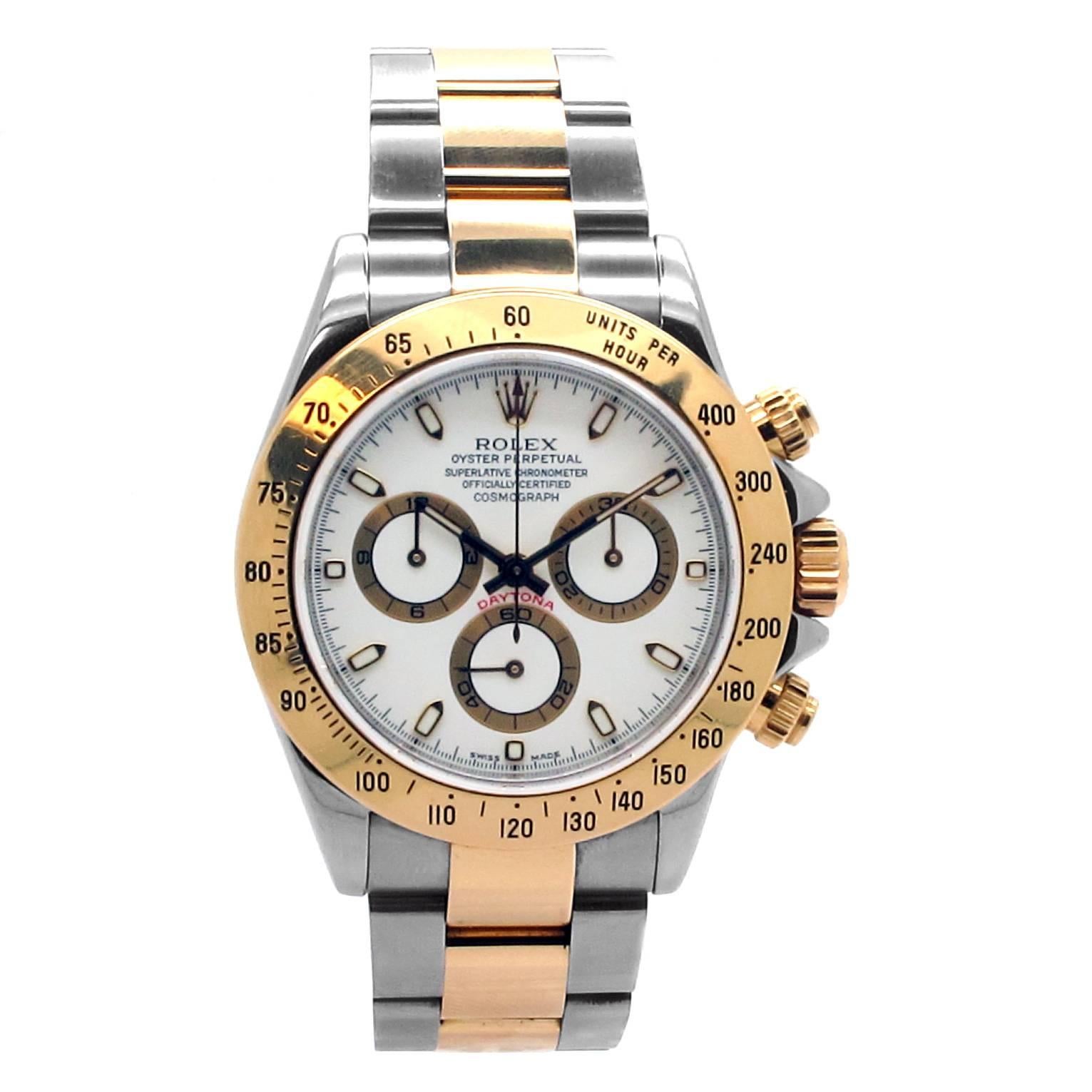 Rolex Yellow Gold Stainless Steel Daytona Cosmograph Automatic Wristwatch  For Sale