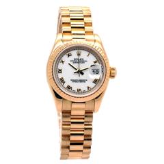 Used Rolex Lady's Yellow Gold Datejust Presidential Automatic Wristwatch Ref 179178 
