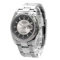 Rolex Stainless Steel Datejust Rhodium Center Black Dial Wristwatch Ref 116234