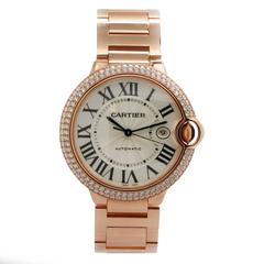 Cartier Rose Gold Diamond Bezel Ballon Bleu Automatic Wristwatch