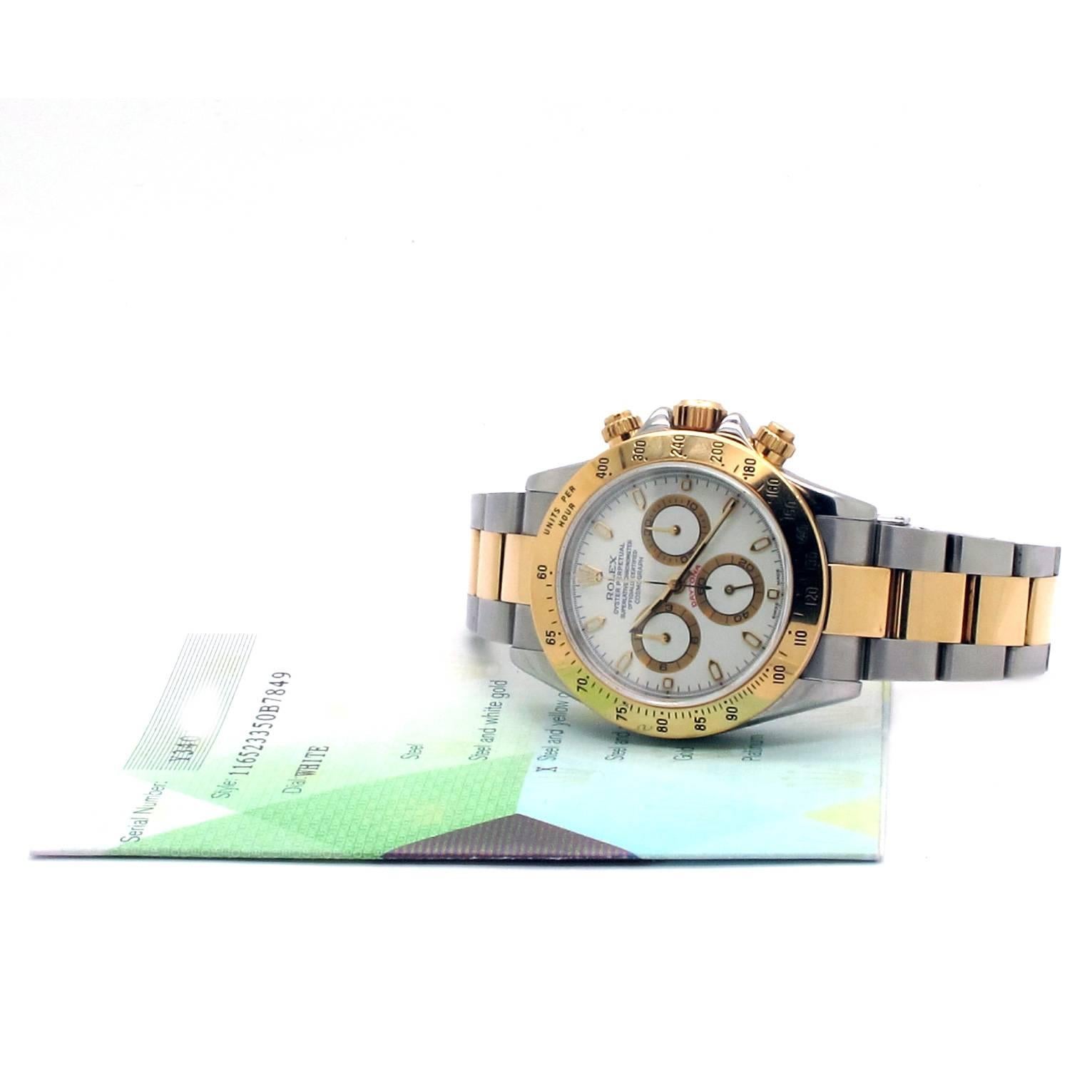 Rolex Yellow Gold Stainless Steel Daytona Cosmograph Automatic Wristwatch  For Sale 2