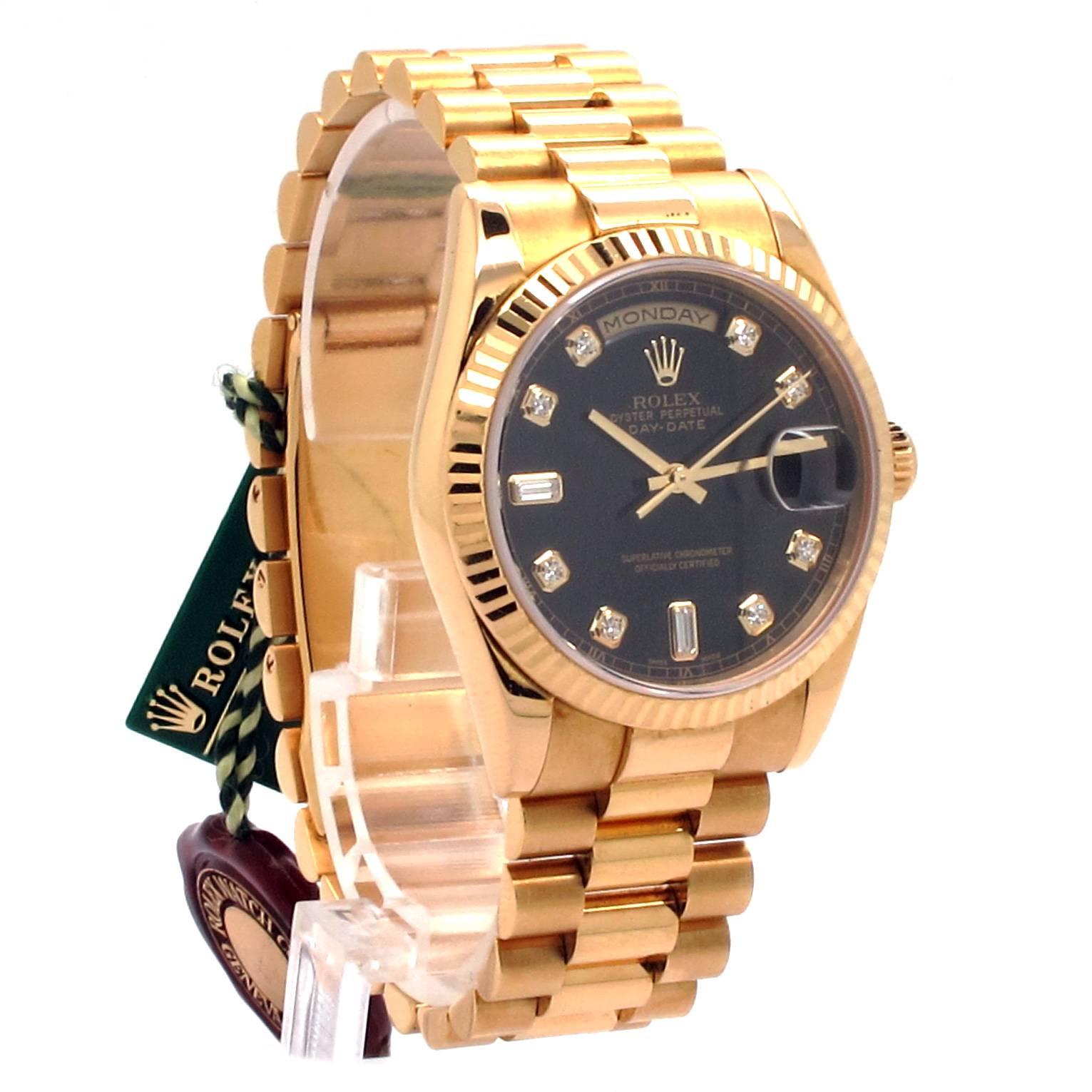 rolex day date black diamond dial