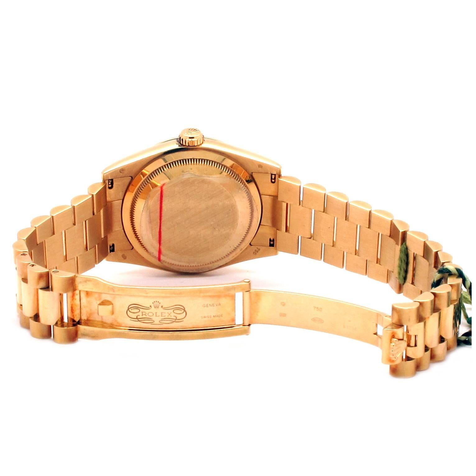 Rolex Yellow Gold Day-Date Original Black Diamond Presidential Wristwatch For Sale 1