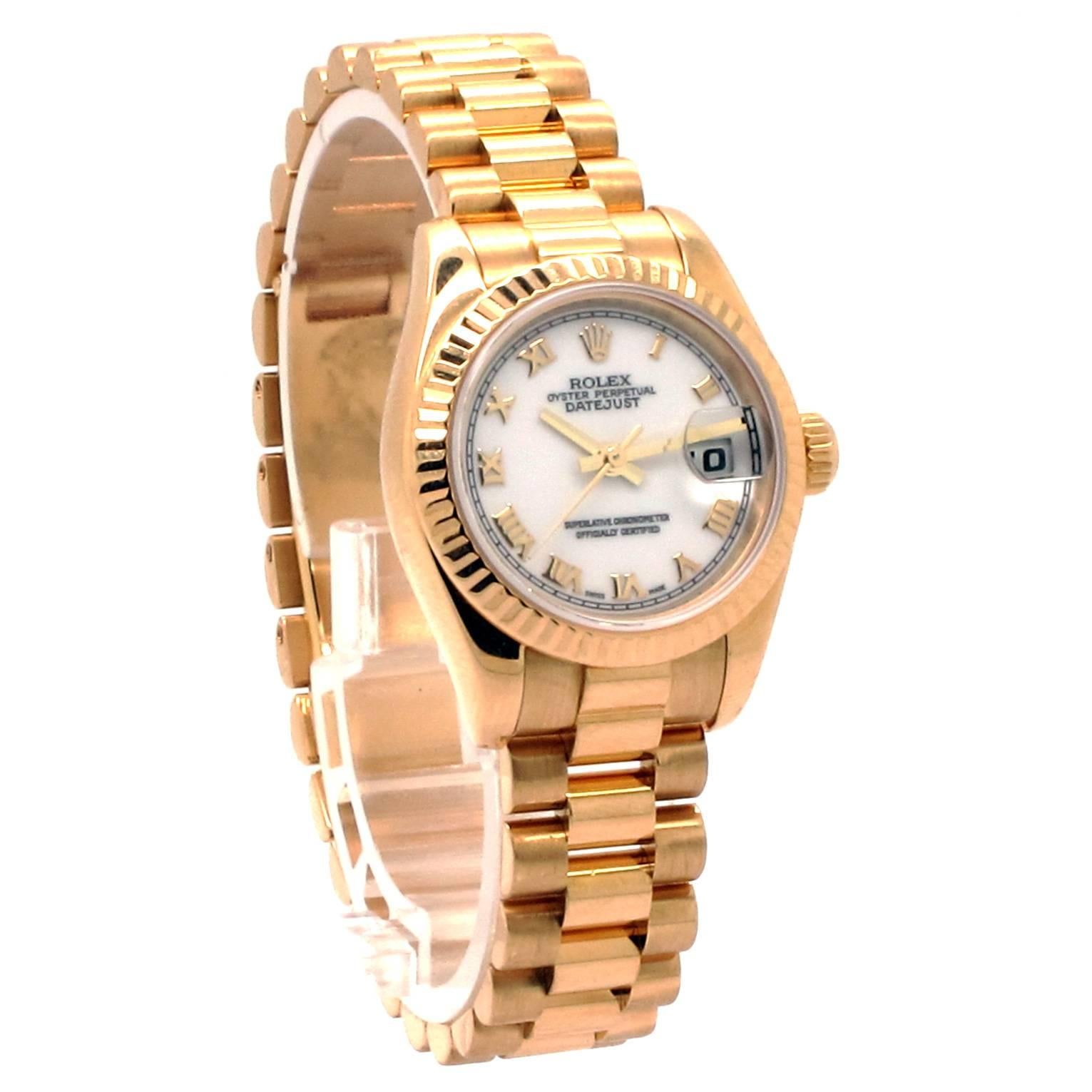 Modern Rolex Lady's Yellow Gold Datejust Presidential Automatic Wristwatch Ref 179178  For Sale
